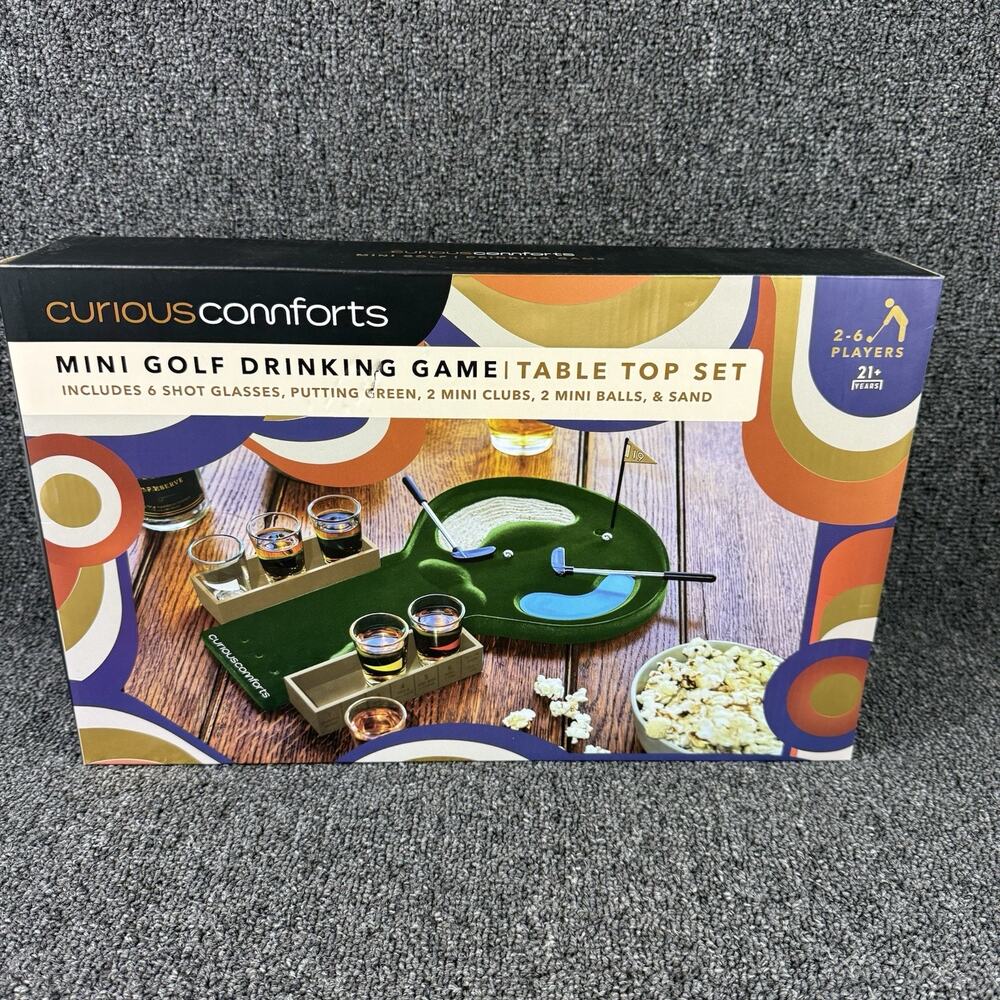 Curious Comforts Mini Golf Drinking Game Table Top Set NEW
